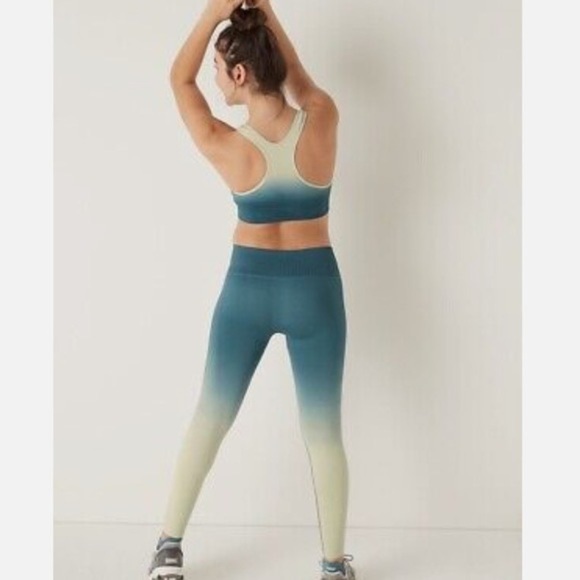 PINK ACTIVE Gradient Color Ombre' Green Leggings with Cutout Designs size small - Picture 3 of 7